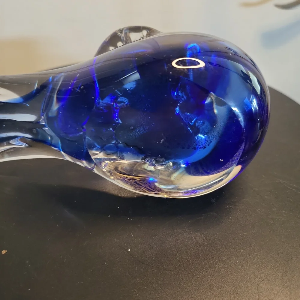 Hand Blown Glass Blue Bird with Gold Flakes - Picture 8 of 10
